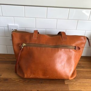 Roots small leather weekender bag